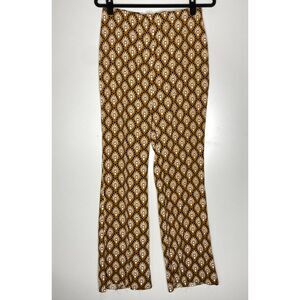 New Zara High Rise Y2K Raw Hem Flare Print Pant Women's Size Large
